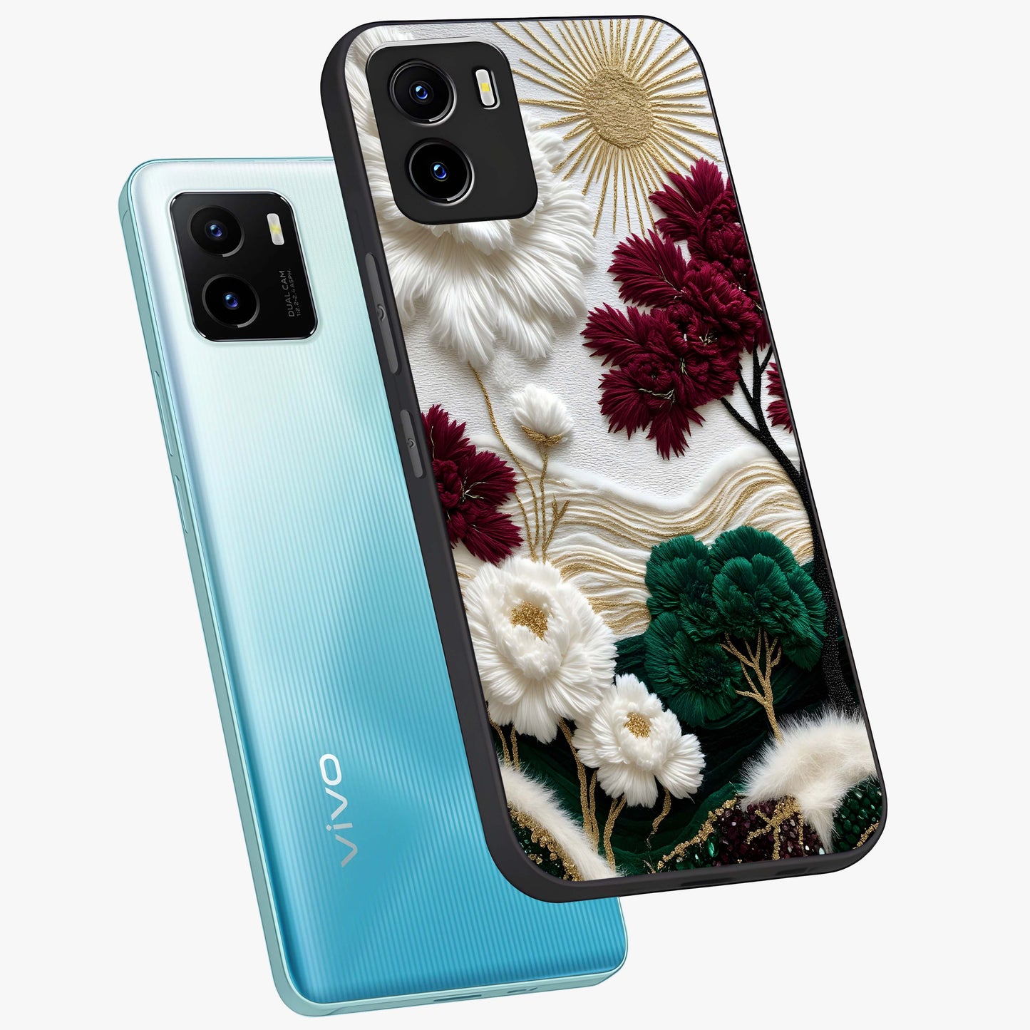 Radiant Bloom Elegance Glass Case displayed in angled mockup highlighting graceful floral design with radiant aesthetic style.