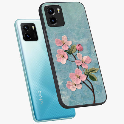Threaded Blossom Breeze Glass Case displayed in angled mockup highlighting elegant floral design with soft aesthetic style.