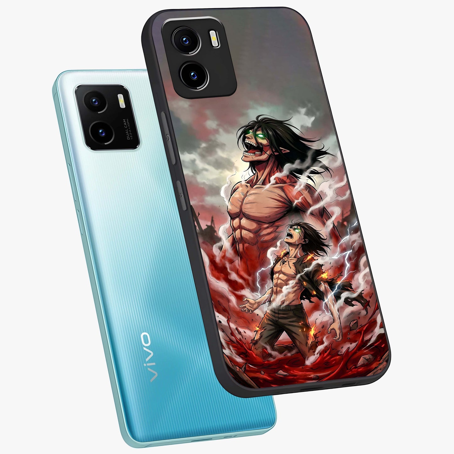 Titan Awakening Fury Glass Case displayed in angled mockup highlighting dramatic giant warrior design with bold anime aesthetic.