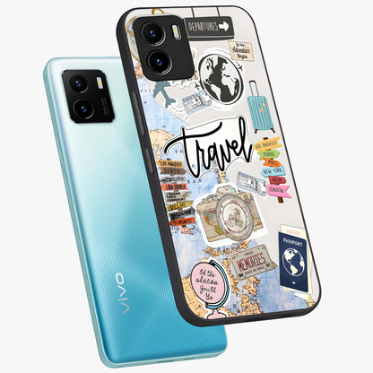 Wanderlust Journal Glass Case displayed in angled mockup highlighting adventure themed design with aesthetic travel vibe.