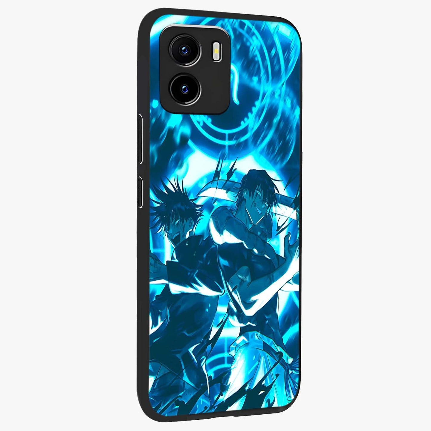 Cursed Energy Clash Glass Case upright view showcasing dramatic clash artwork with bold supernatural theme.