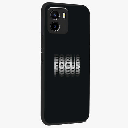 Focus Mode On Glass Case upright view showcasing strong typography statement with sleek motivational theme.