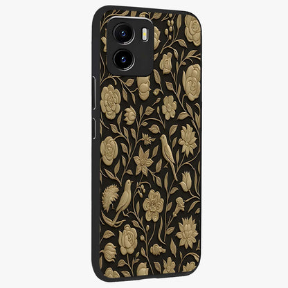 Golden Evil Eye Mandala Glass Case upright view showcasing decorative evil eye mandala artwork with spiritual aesthetic style.