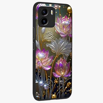 Golden Floral Majesty Glass Case upright view showcasing majestic floral artwork with rich decorative theme.