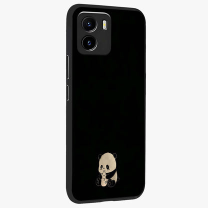 Midnight Panda Love Glass Case upright view showcasing charming panda artwork with playful romantic theme.