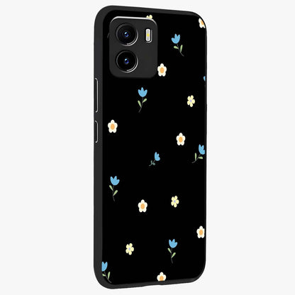 Minimal Petal Whispers Glass Case upright view showcasing elegant floral artwork with modern minimalist style.