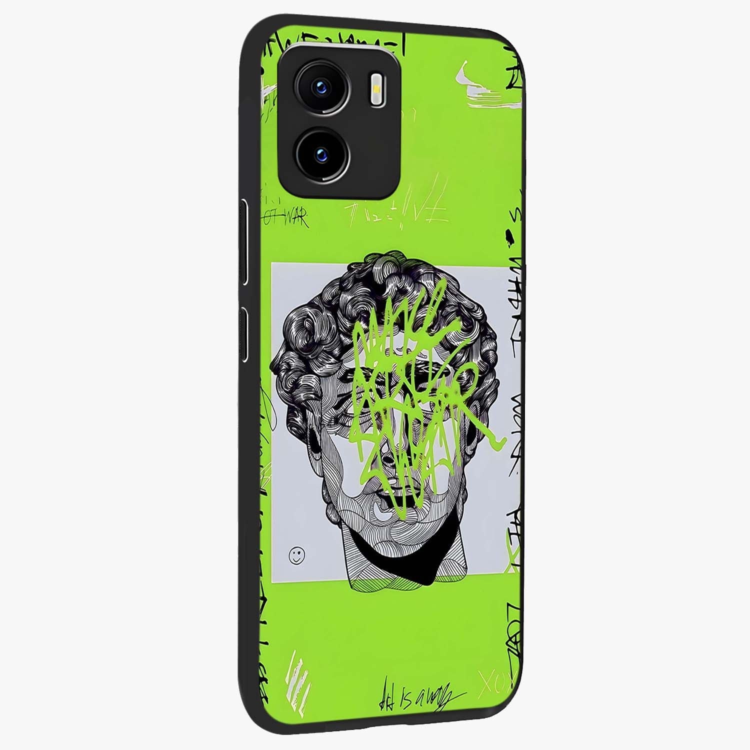 Neo Graffiti Rebellion Glass Case upright view showcasing colorful graffiti artwork with bold modern street style.
