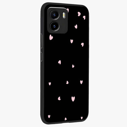 Pink Love Drops Glass Case upright view showcasing charming heart drop artwork with romantic playful theme.