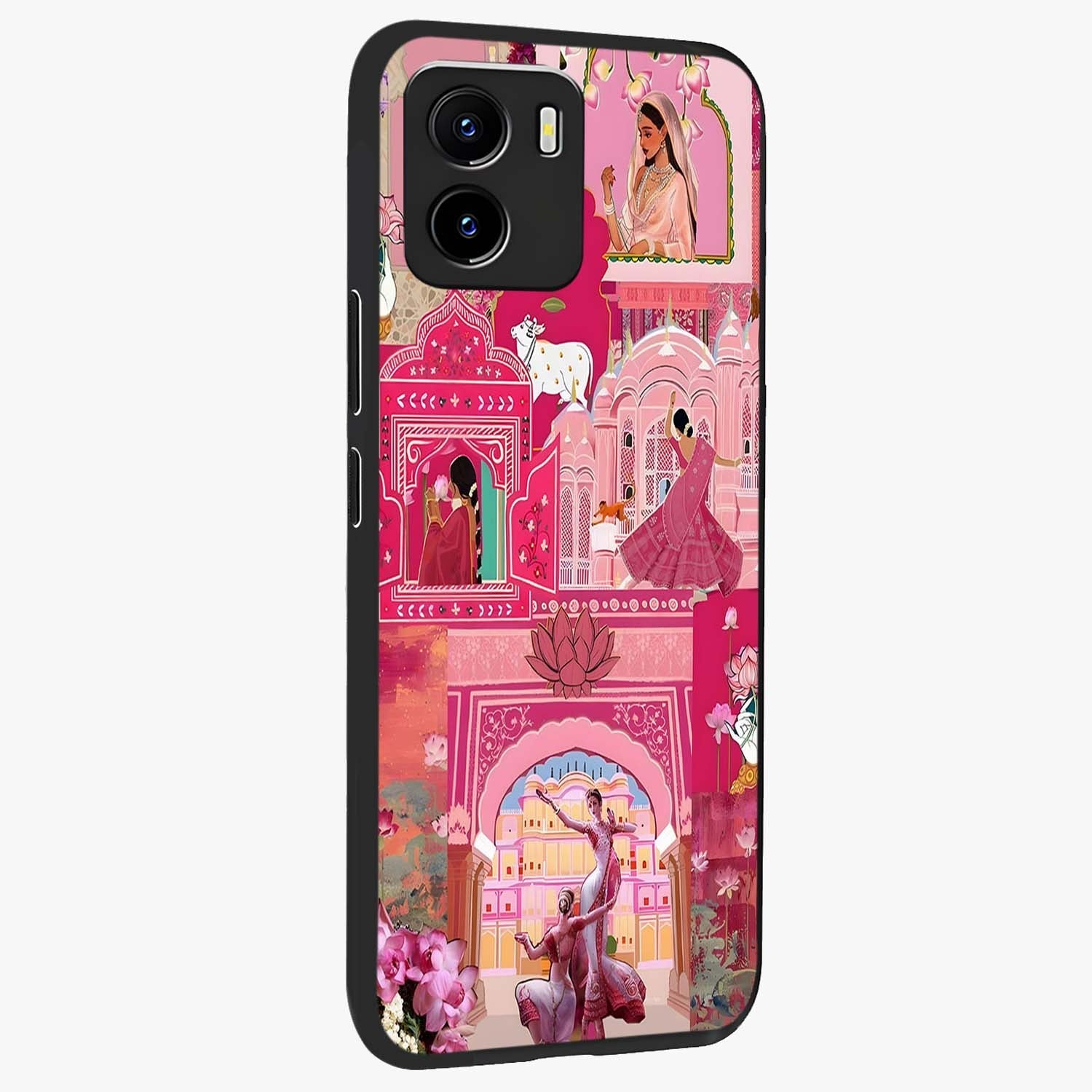 Pink Palace Muse Glass Case upright view showcasing artistic palace artwork with graceful royal theme.