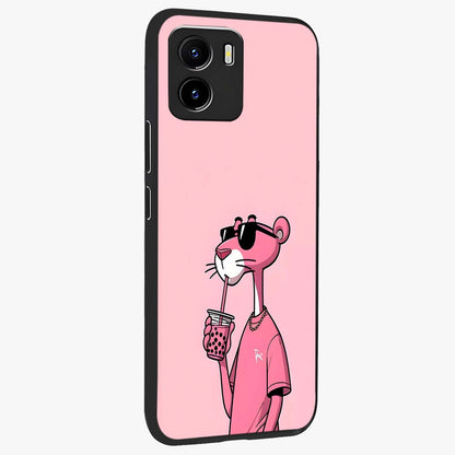Pink Panther Glass Case upright view showcasing fun animated artwork with stylish retro cartoon theme.