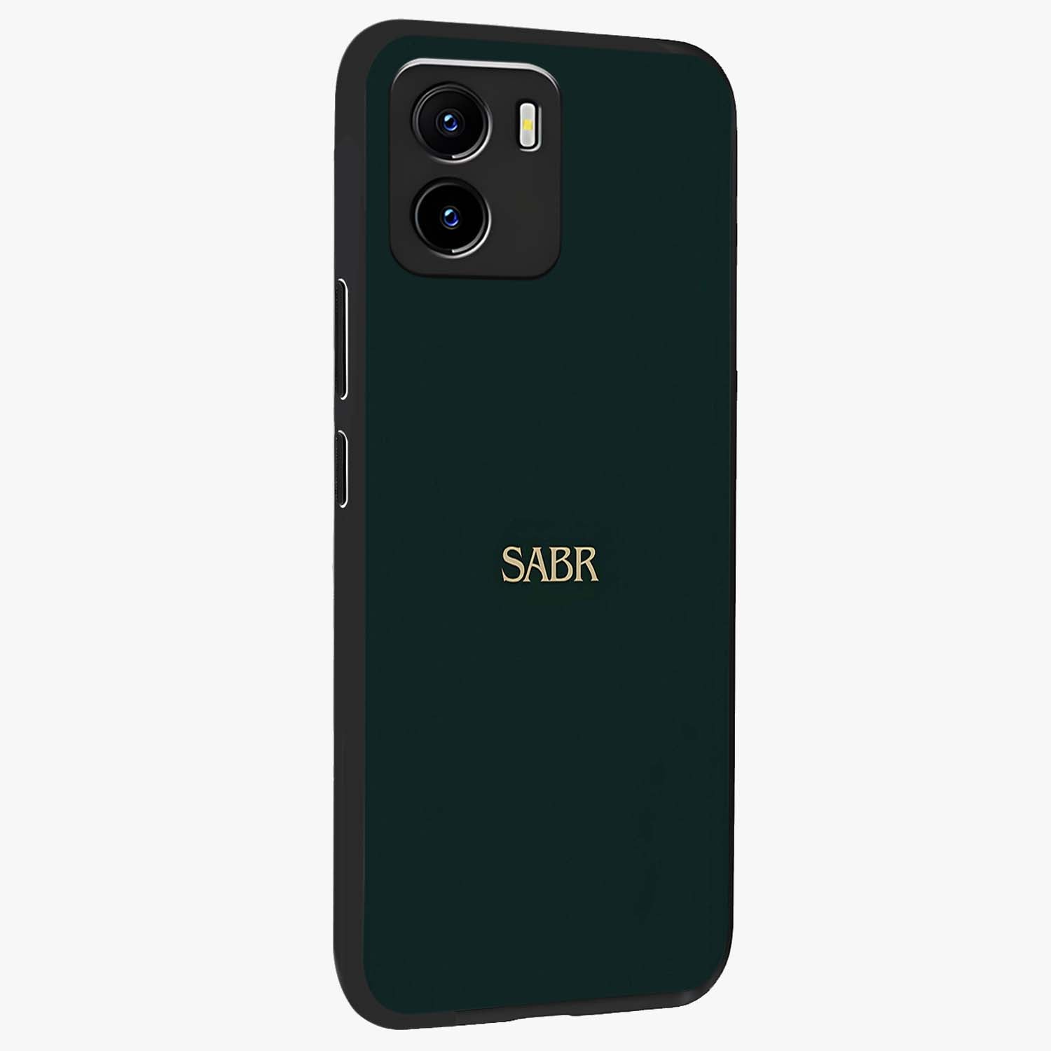 Sabr Minimal Patience Glass Case upright view showcasing calm minimalist artwork with motivational patience theme.