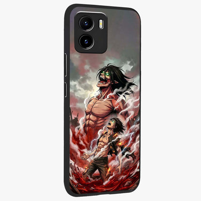 Titan Awakening Fury Glass Case upright view showcasing intense titan artwork with epic fantasy theme.