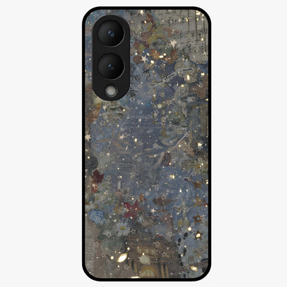 Aesthetic Astrolophia Glass Case showing flat back view with dreamy aesthetic design and glossy glass finish.
