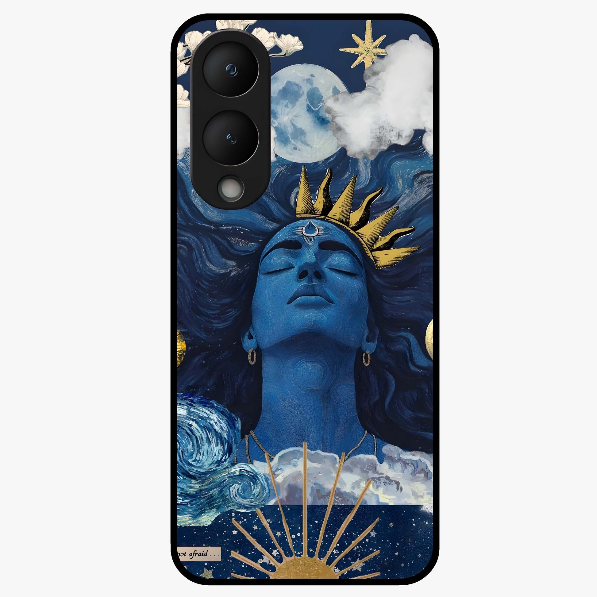 Aesthetic Lord Shiva Glass Case showing flat back view with divine Shiva artwork and glossy glass finish.