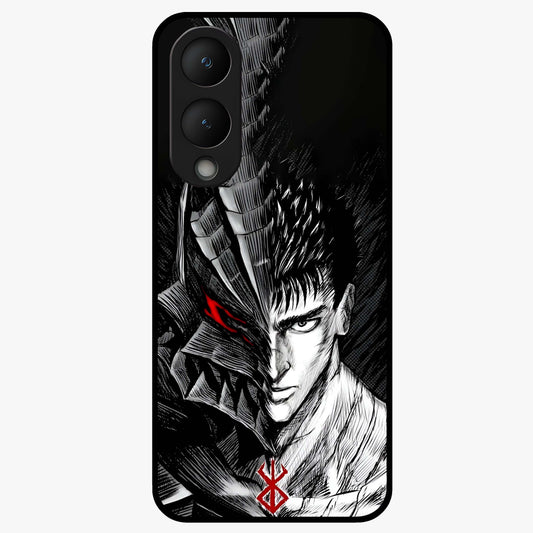 Berserker Blood Oath Glass Case showing flat back view with fierce warrior inspired artwork and glossy glass finish.