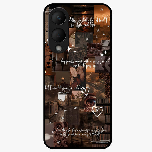 Bittersweet Aesthetic Chaos Glass Case showing flat back view with artistic chaotic aesthetic design and glossy glass finish.