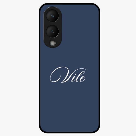 Blue Background Personalized Custom Name Glass Case showing flat back view with minimal blue background and custom name design.