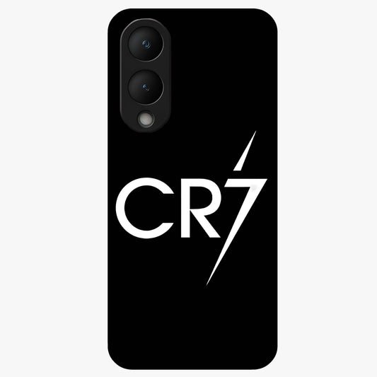 Cr7 Elite Strike Glass Case showing flat back view with dynamic football inspired artwork and glossy glass finish.