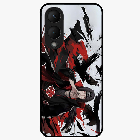 Crimson Crow Illusion Glass Case showing flat back view with artistic crow illusion artwork and glossy glass finish.