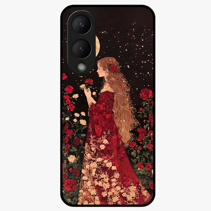 Crimson Dreams Glass Case showing flat back view with dreamy crimson artwork and glossy glass finish.