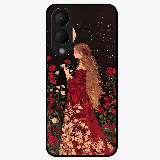 Crimson Dreams Glass Case showing flat back view with dreamy crimson artwork and glossy glass finish.