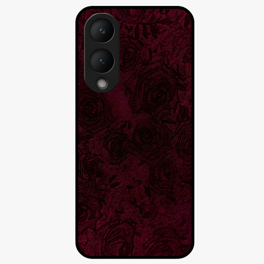 Crimson Fade Flow Glass Case showing flat back view with flowing crimson gradient artwork and glossy glass finish.