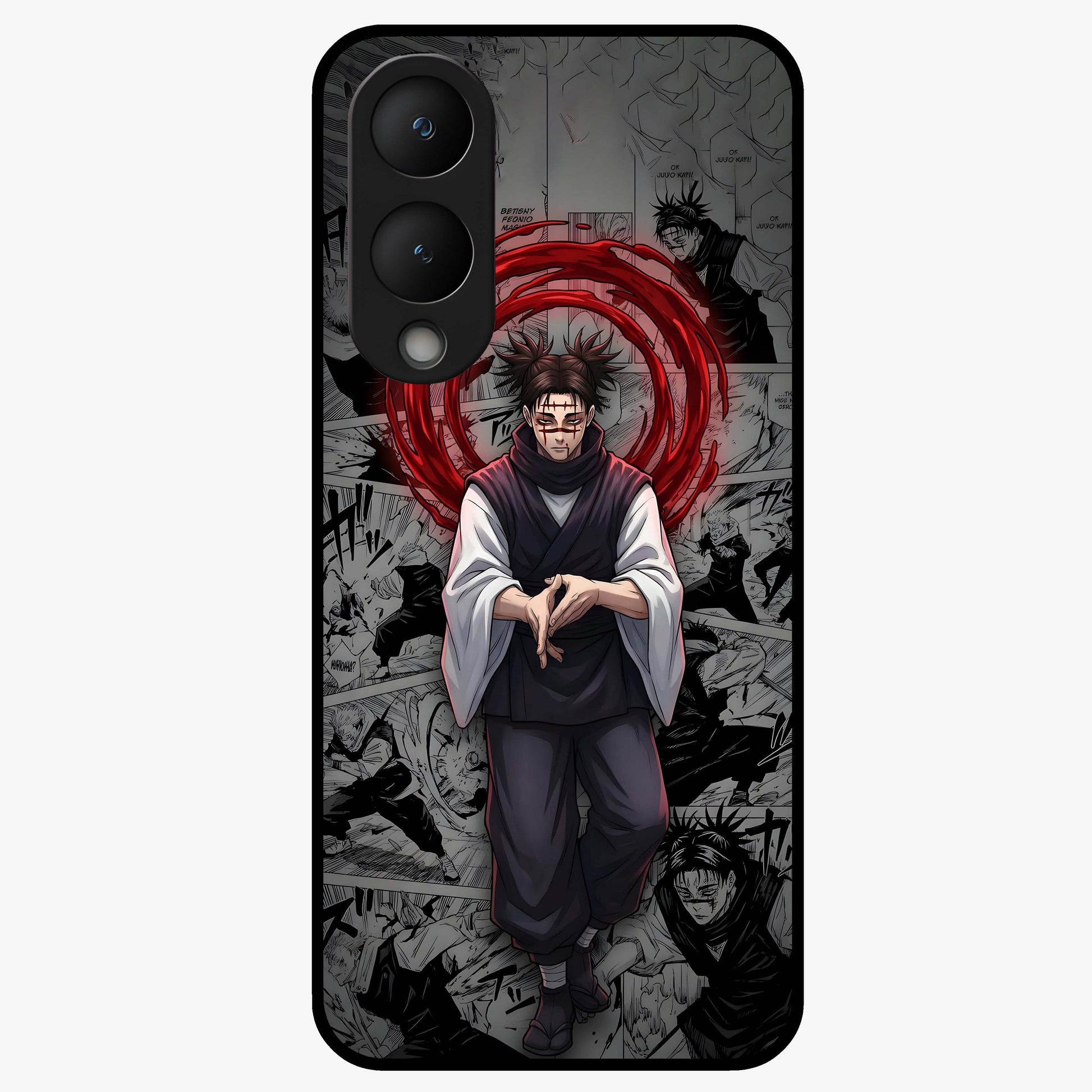 Cursed Ritual Ascension Glass Case showing flat back view with dark ritual themed artwork and glossy glass finish.