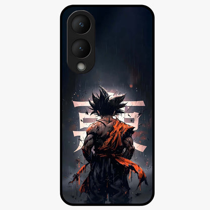 Dark Warrior In Rain Glass Case showing flat back view with warrior artwork in rainy atmosphere and glossy glass finish.
