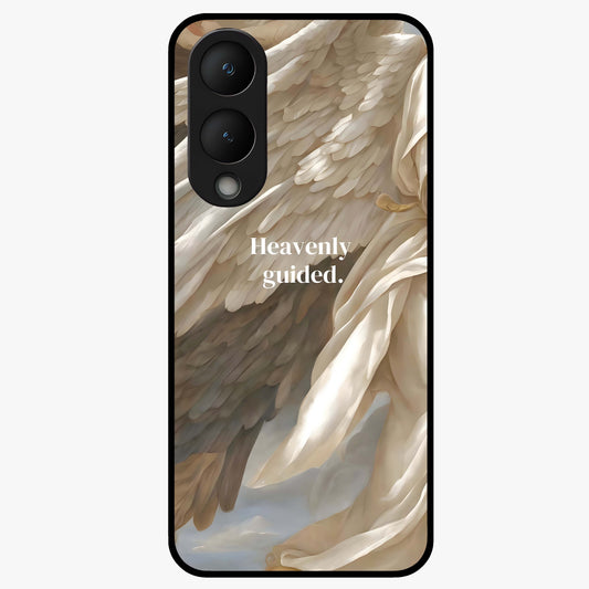 Divine Winged Grace Glass Case showing flat back view with elegant wing inspired artwork and glossy glass finish.