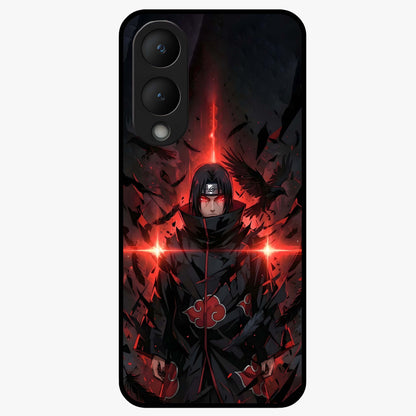 Focused Blade Discipline Glass Case showing flat back view with warrior sword themed artwork and glossy glass finish.
