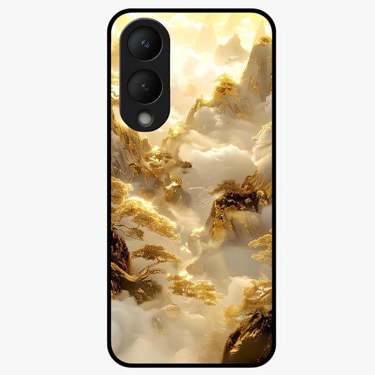 Gates Of Illumination Glass Case showing flat back view with mystical illuminated gate artwork and glossy glass finish.