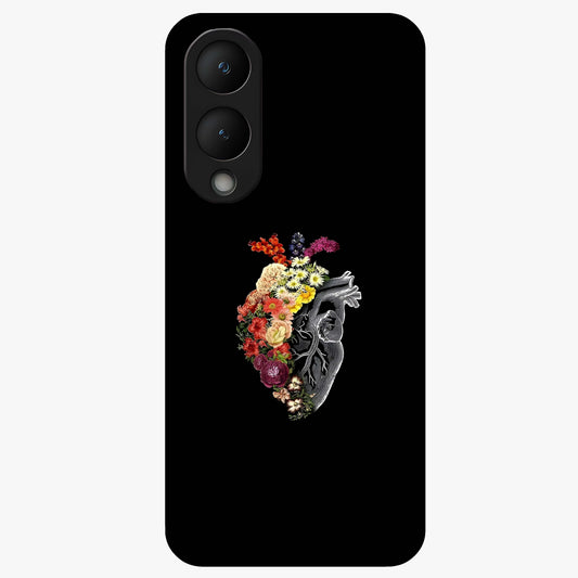 Heart With Flowers Glass Case showing flat back view with heart shaped floral artwork and glossy glass finish.