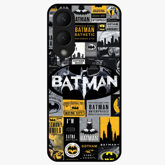 Knight Gotham Rise Glass Case showing flat back view with dark hero inspired artwork and glossy glass finish.