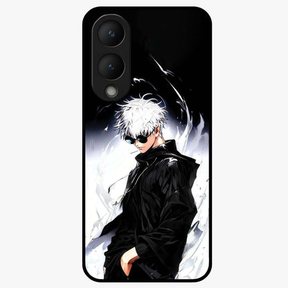 Limitless Shadow King Glass Case showing flat back view with powerful shadow warrior artwork and glossy glass finish.
