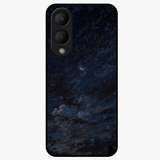 Lunar Veil Silence Glass Case showing flat back view with mystical moon veil artwork and glossy glass finish.