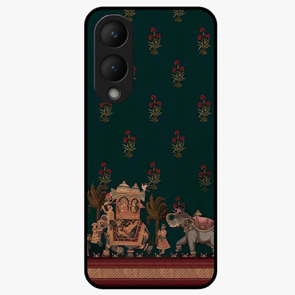 Macmerise Glass Case showing flat back view with stylish modern artwork and glossy glass finish.