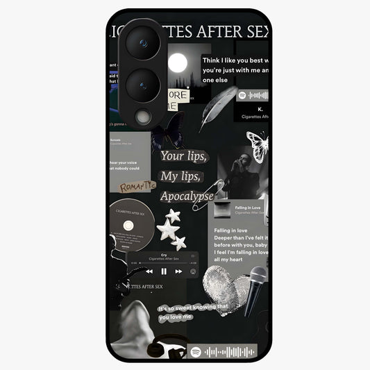 Midnight Love Echo Glass Case showing flat back view with romantic midnight themed artwork and glossy glass finish.