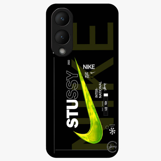 Neon Street Edition Glass Case showing flat back view with neon street style artwork and glossy glass finish.