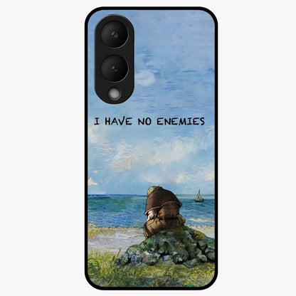 Peace Beyond War Glass Case showing flat back view with symbolic peace themed artwork and glossy glass finish.
