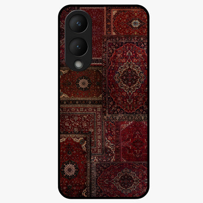Persian Velvet Tale Glass Case showing flat back view with luxurious Persian velvet pattern artwork and glossy glass finish.