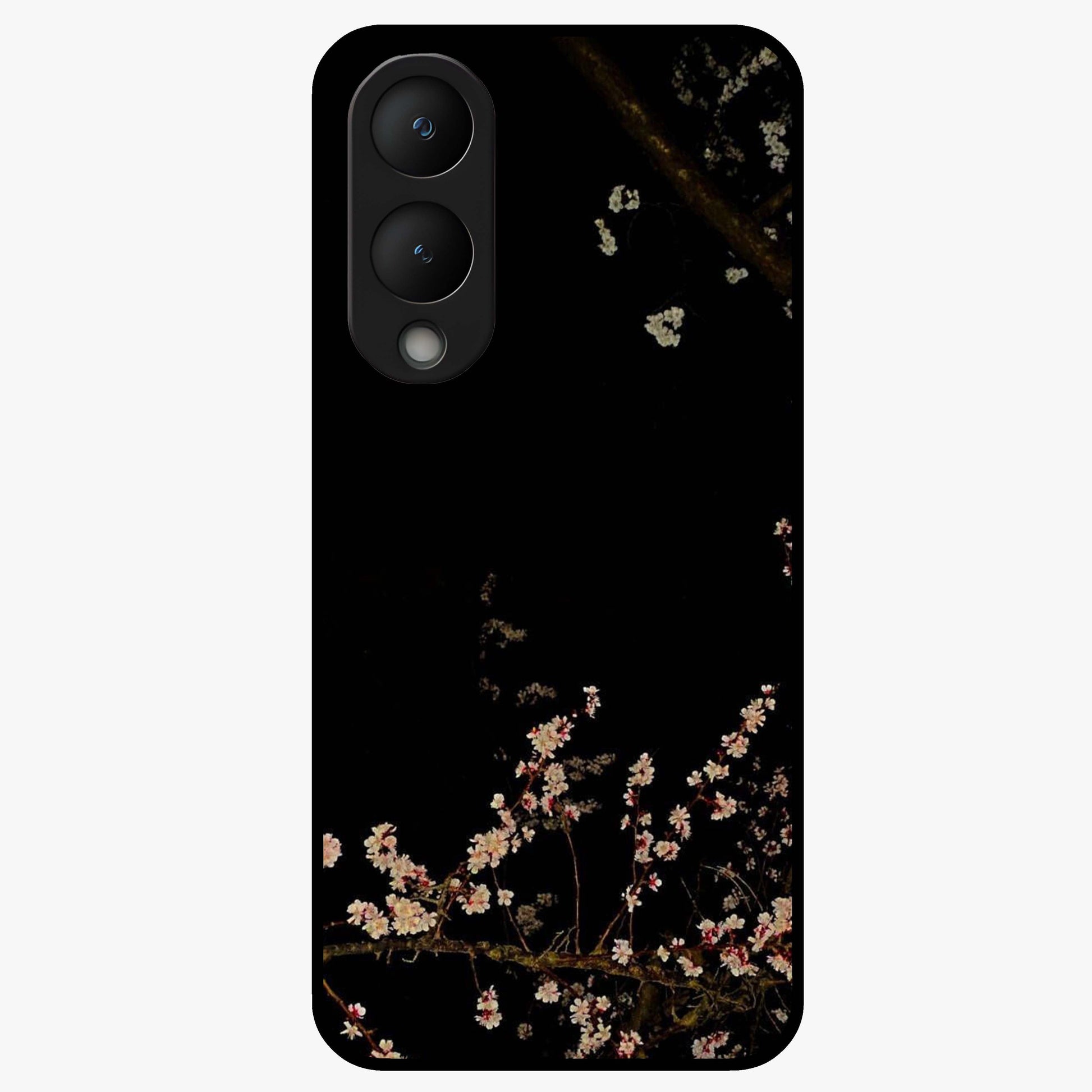 Petal Moon Light With Custom Name Glass Case showing flat back view with floral moonlight artwork and personalized name design.