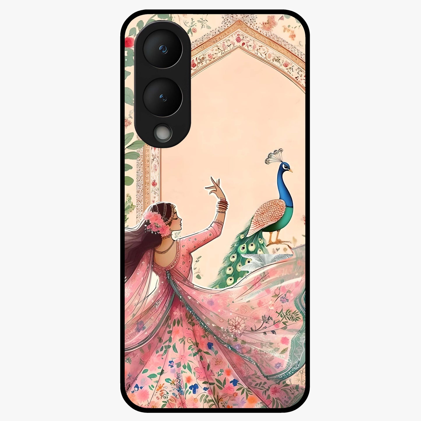Royal Grace Muse Glass Case showing flat back view with elegant artistic artwork and glossy glass finish.