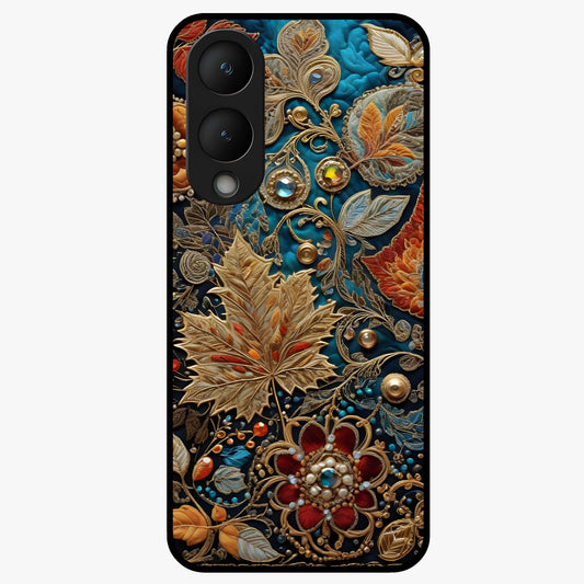Royal Jewel Garden Glass Case showing flat back view with decorative floral garden artwork and glossy glass finish.
