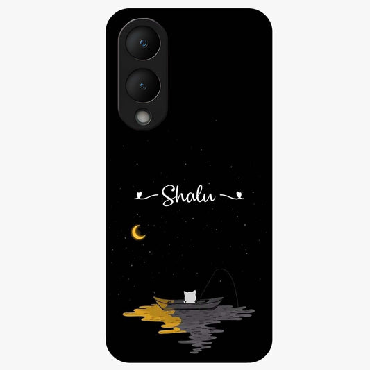 Silent Night Row Glass Case showing flat back view with calm night themed artwork and glossy glass finish.