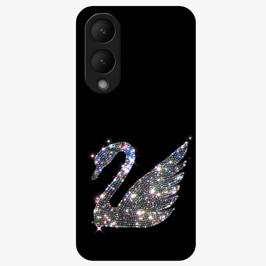 Starlit Swan Grace Glass Case showing flat back view with graceful swan artwork under starry sky and glossy glass finish.