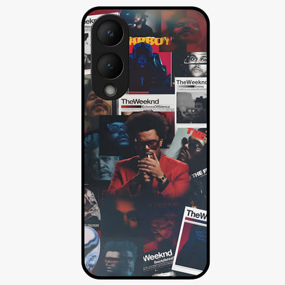 The Weeknd Glass Case showing flat back view with music inspired artistic portrait artwork and glossy glass finish.