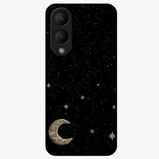 Twinkle Star With Half Moon Glass Case showing flat back view with star and half moon artwork and glossy glass finish.
