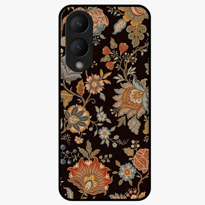Vintage Floral Dream Glass Case showing flat back view with classic floral artwork and glossy glass finish.