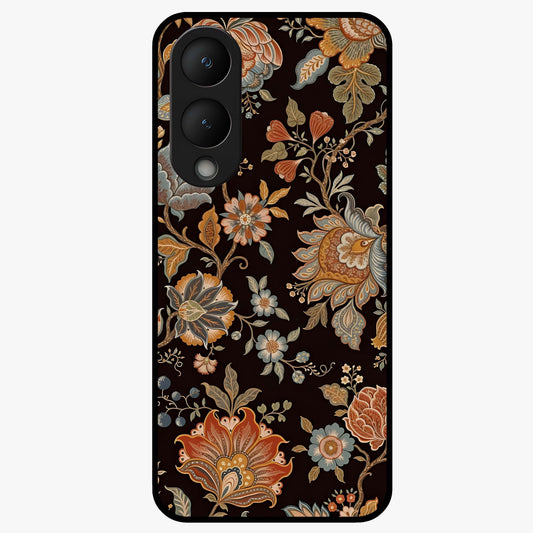 Vintage Floral Dream Glass Case showing flat back view with classic floral artwork and glossy glass finish.