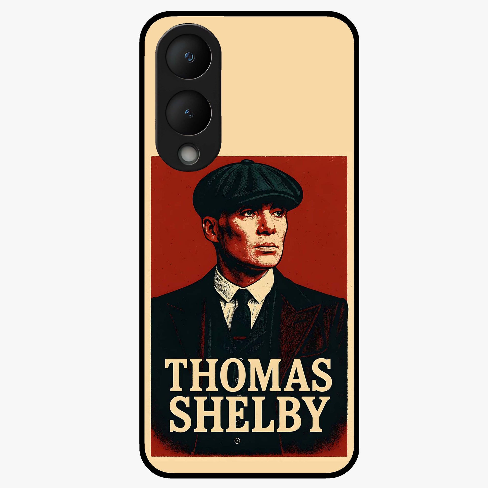 Vintage Mafia Authority Glass Case showing flat back view with bold vintage mafia inspired artwork and glossy glass finish.